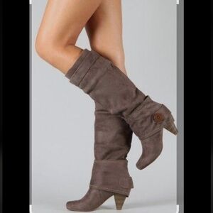 🇺🇦 Y2K 90s Slouchy Foldover Knee High Boots Boho Tall Boots New Without Tags